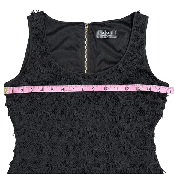 Guess size small black sleeveless flapper style mini dress fringe wave pattern - Picture 12 of 15
